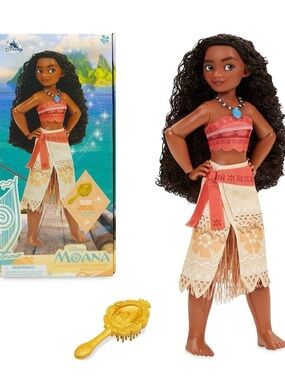 NEW IN BOX Disney Store Official Princess Classic Moana Doll, 11” with Brush